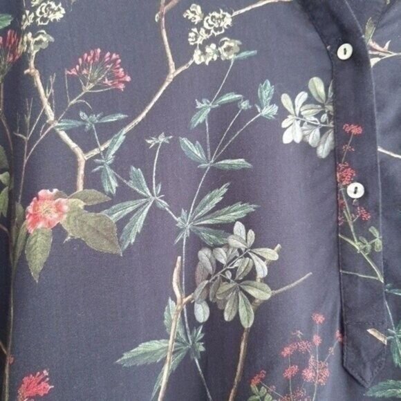 ZARA Floral Lightweight Black Blouse Women's Sz S - Picture 5 of 7